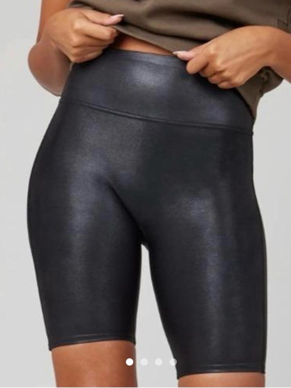Spanx Faux Leather High Waisted Bike Shorts Workout Run Fitness Sz M